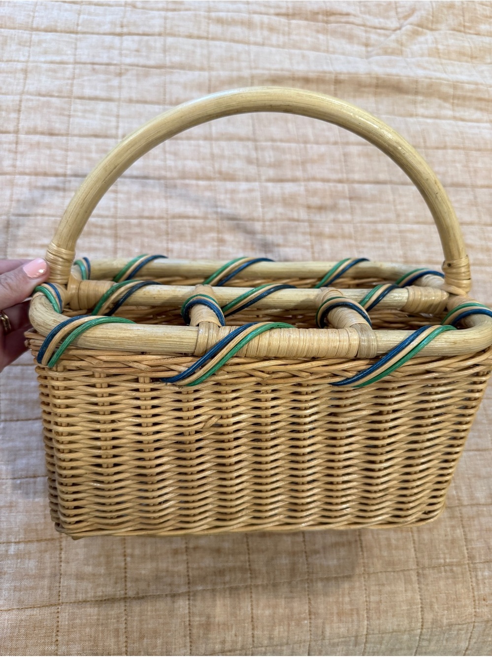 Vintage Wicker Rattan Utensil Caddy